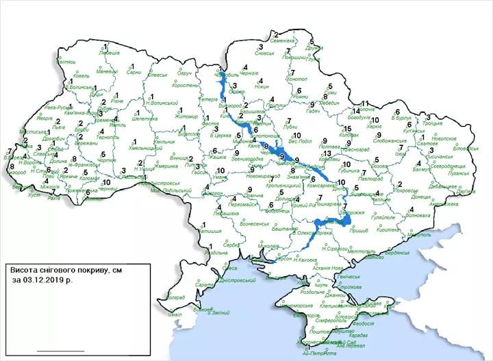 Украину засыпало снегом: карта непогоды